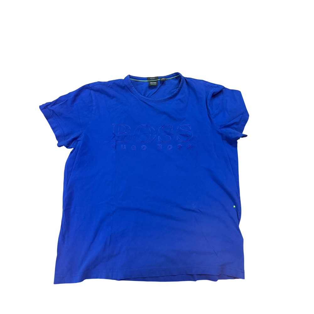 Hugo Boss Mens Royal Blue Crewneck T‎ Shirt Size L Regular Fit Minimalist Luxe